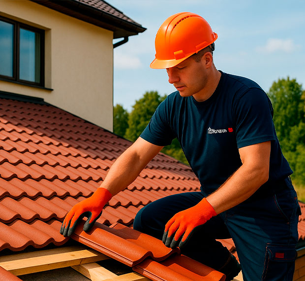 Монтаж кровли из натуральной черепицы в Твери