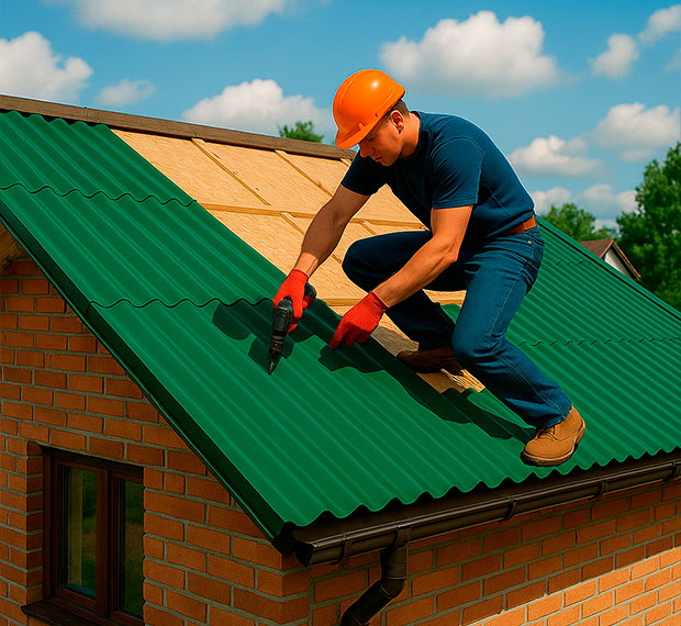 Монтаж кровли из профнастила в Твери